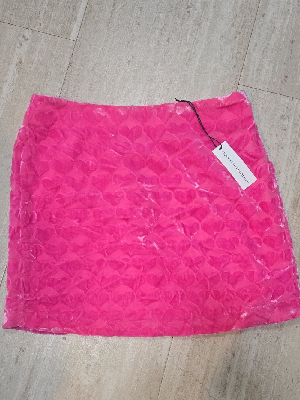 New Cupcakes and Cashmere Pink Velvet Hearts Mini Skirt